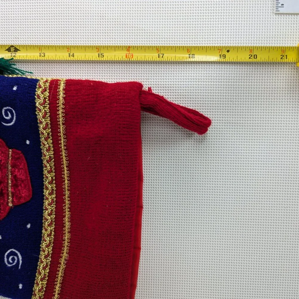 Santa & Snowman Merry Christmas Blue & Red Christmas Stocking